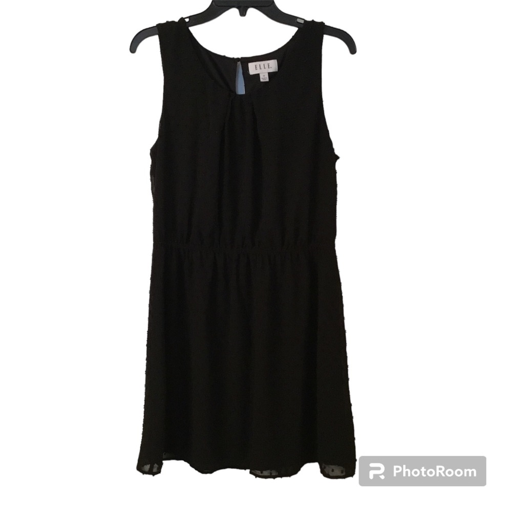 Elle Black Sleeveless Clip Dot Dress Size 14